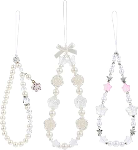 Three Pearl Beaded Flower Phone Straps