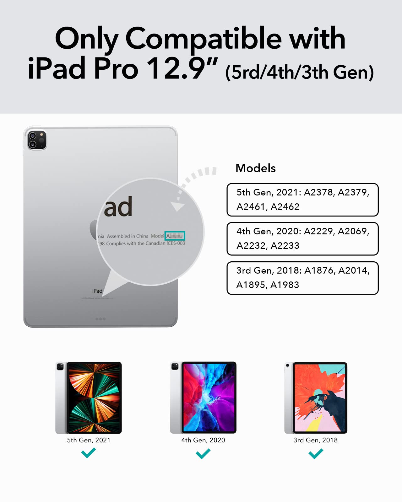 Rebound Magnetic Keyboard Case, iPad Case with Keyboard Compatible with iPad Pro 12.9, Easy-Set Floating Cantilever Stand, Precision Multi-Touch Trackpad, Multi-Color Backlit Keys, Black