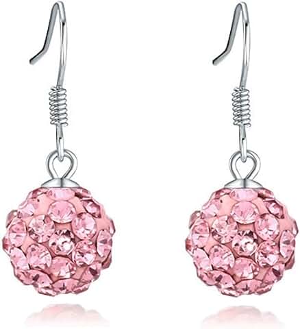 Colorful crystal bead tassel drop earrings