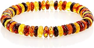 Multicolor Baltic Amber Stretch Bracelet, 6mm Beads
