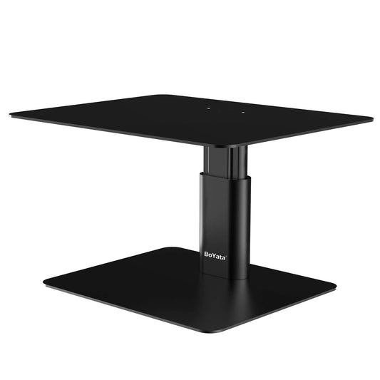Monitor stand, adjustable metal riser for TV, PC, and laptop in black