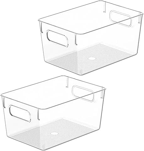 Clear Plastic Storage Bins for Kitchen and Bathroom Organization
