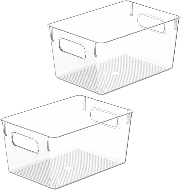 Stackable Clear Plastic Storage Bins with Open Front