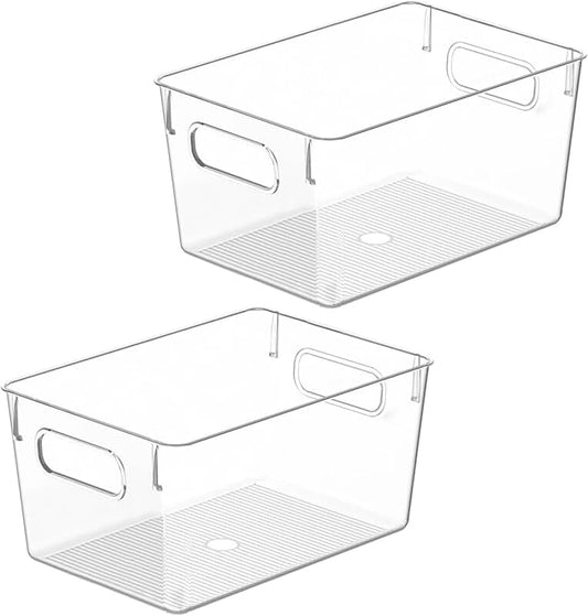 Stackable Clear Plastic Storage Bins with Open Front