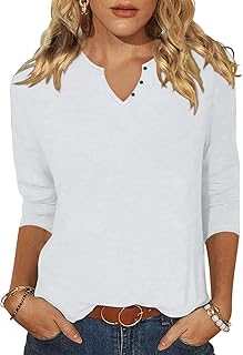 Women's 3/4 Sleeve V-Neck Casual Summer Tunic Top