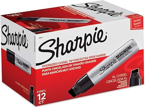 Black Oversized Chisel Tip Permanent Markers, 12 Pack