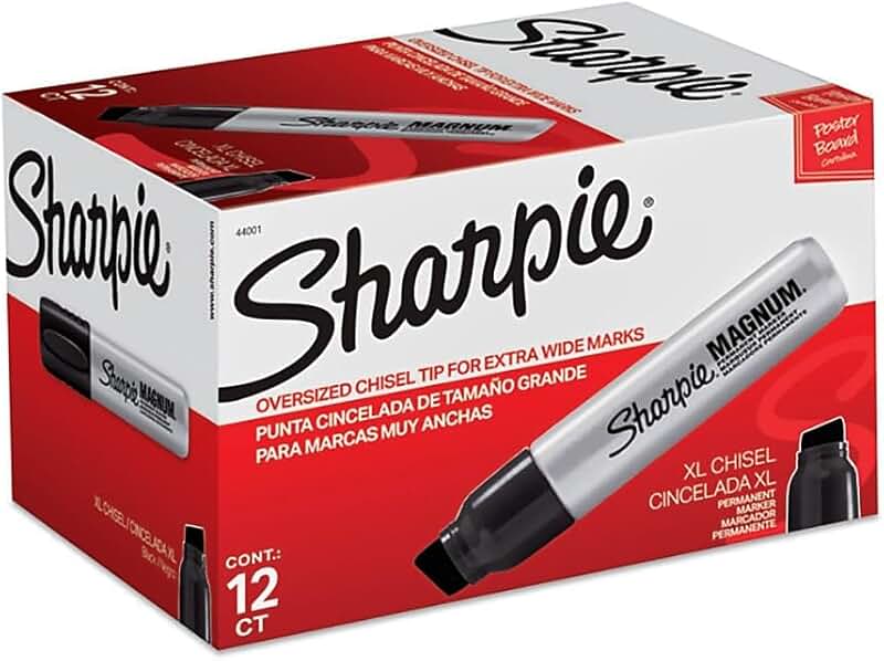 Black Oversized Chisel Tip Permanent Markers, 12 Pack