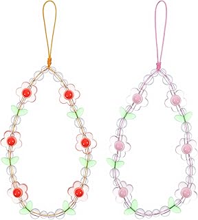 Set of two flower beaded phone wrist straps