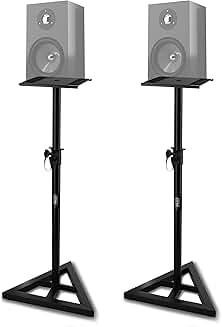 Pair of Adjustable Speaker Stands with Heavy Duty Base
