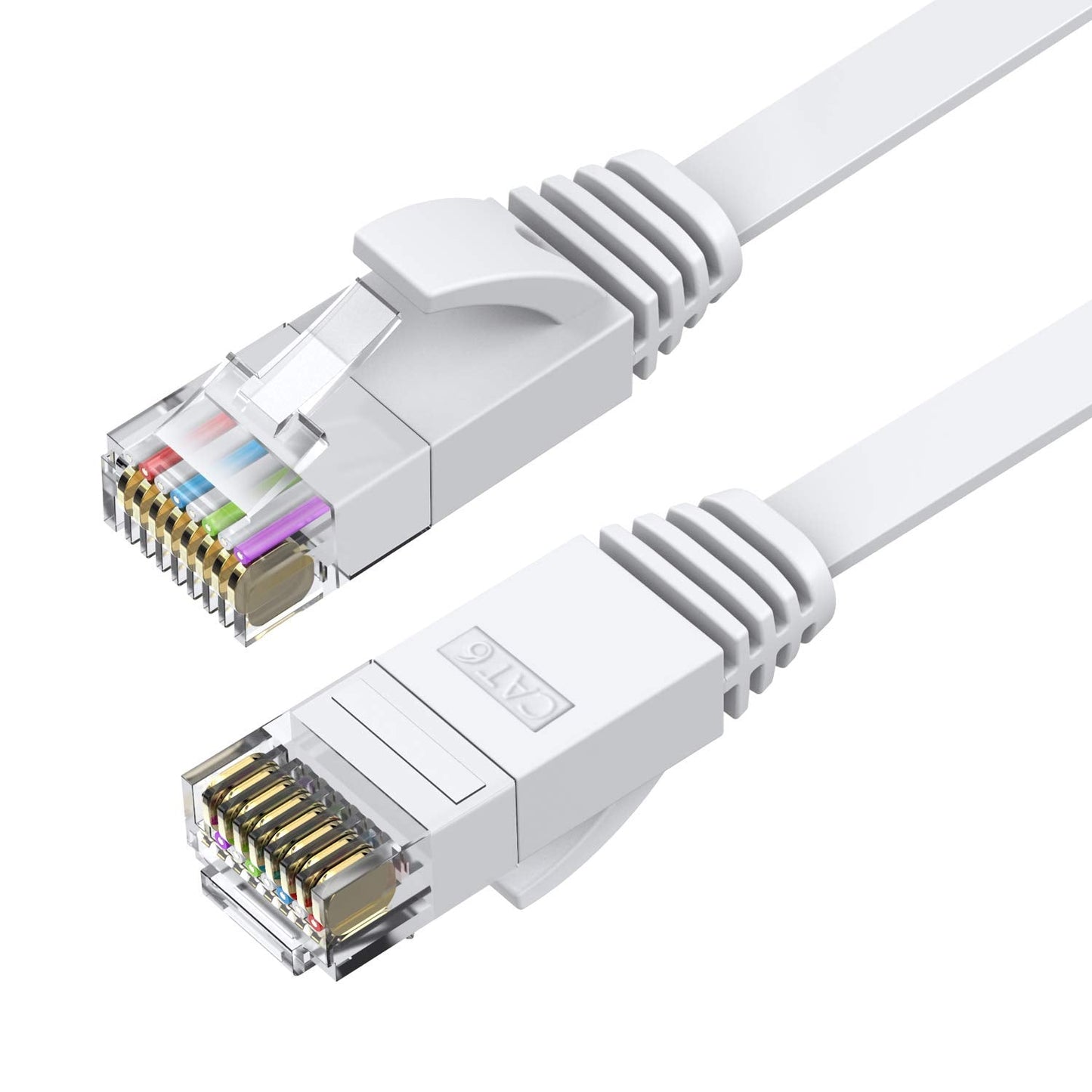 Cat6 Ethernet Cable 20 FT White, Cat-6 Flat RJ45 Computer Internet LAN Network Ethernet Patch Cable Cord - 20 Feet