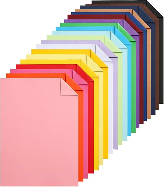 100 Sheets of Assorted Colored Cardstock for Crafts