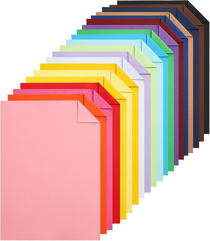 100 Sheets of Assorted Colored Cardstock for Crafts