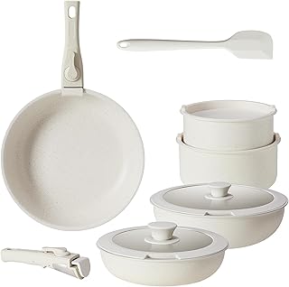 12-Piece Nonstick Cookware Set with Removable Handles