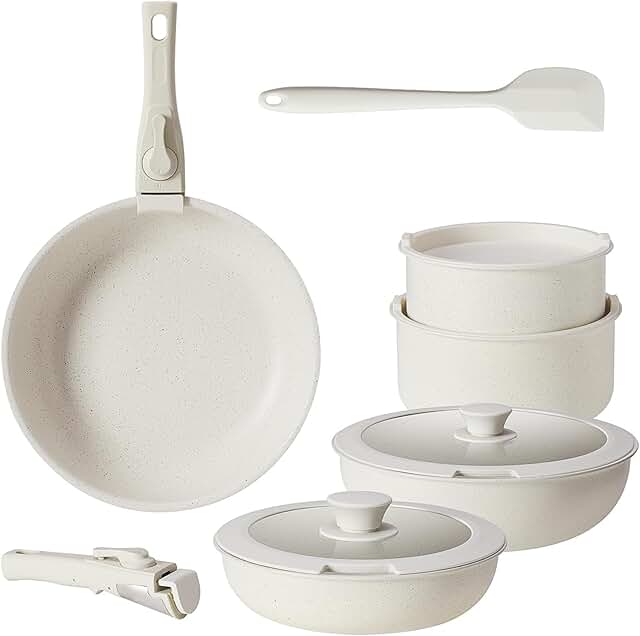 12-Piece Nonstick Cookware Set with Removable Handles