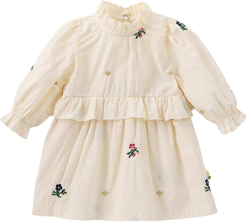 Cute long sleeve dress for baby girls in spring and fall