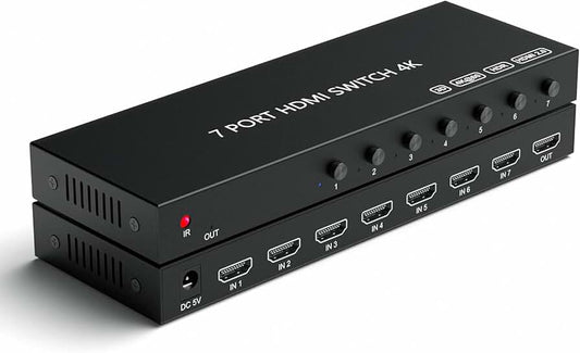7 Port HDMI Switch 4K@60Hz, 7 in 1 Out, HDCP 2.0