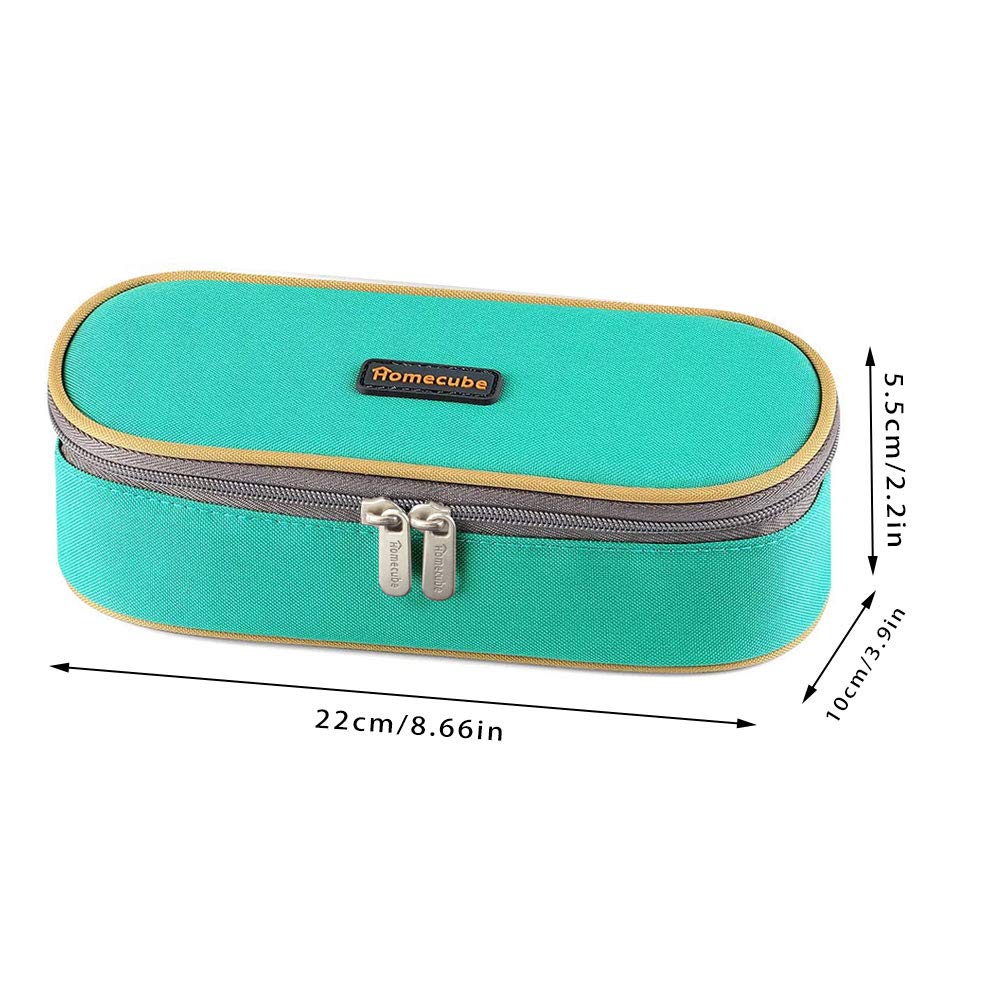 Large Green Pencil and Makeup Case with Double Zippers
