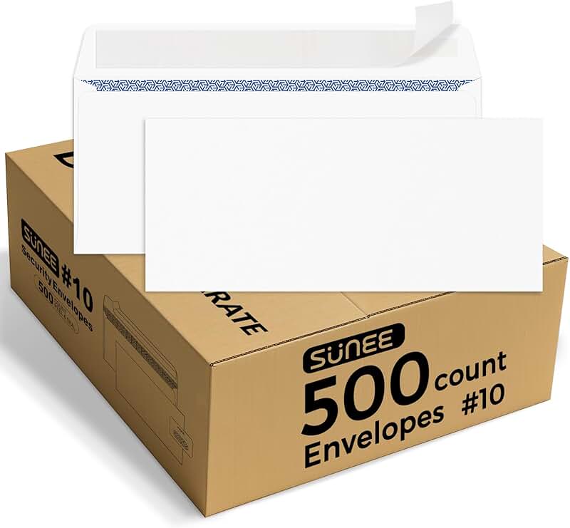 Self Seal White Letter Size Envelopes, 500 Pack