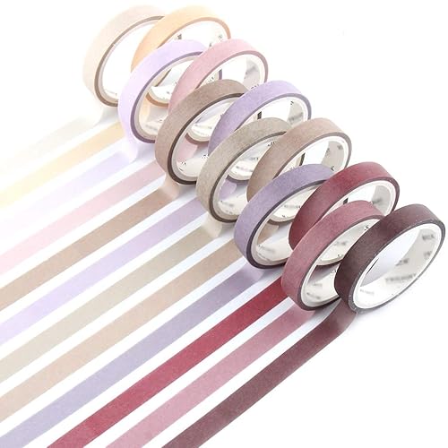 12 Rolls of Natural Color Washi Tape for Crafts and Journals