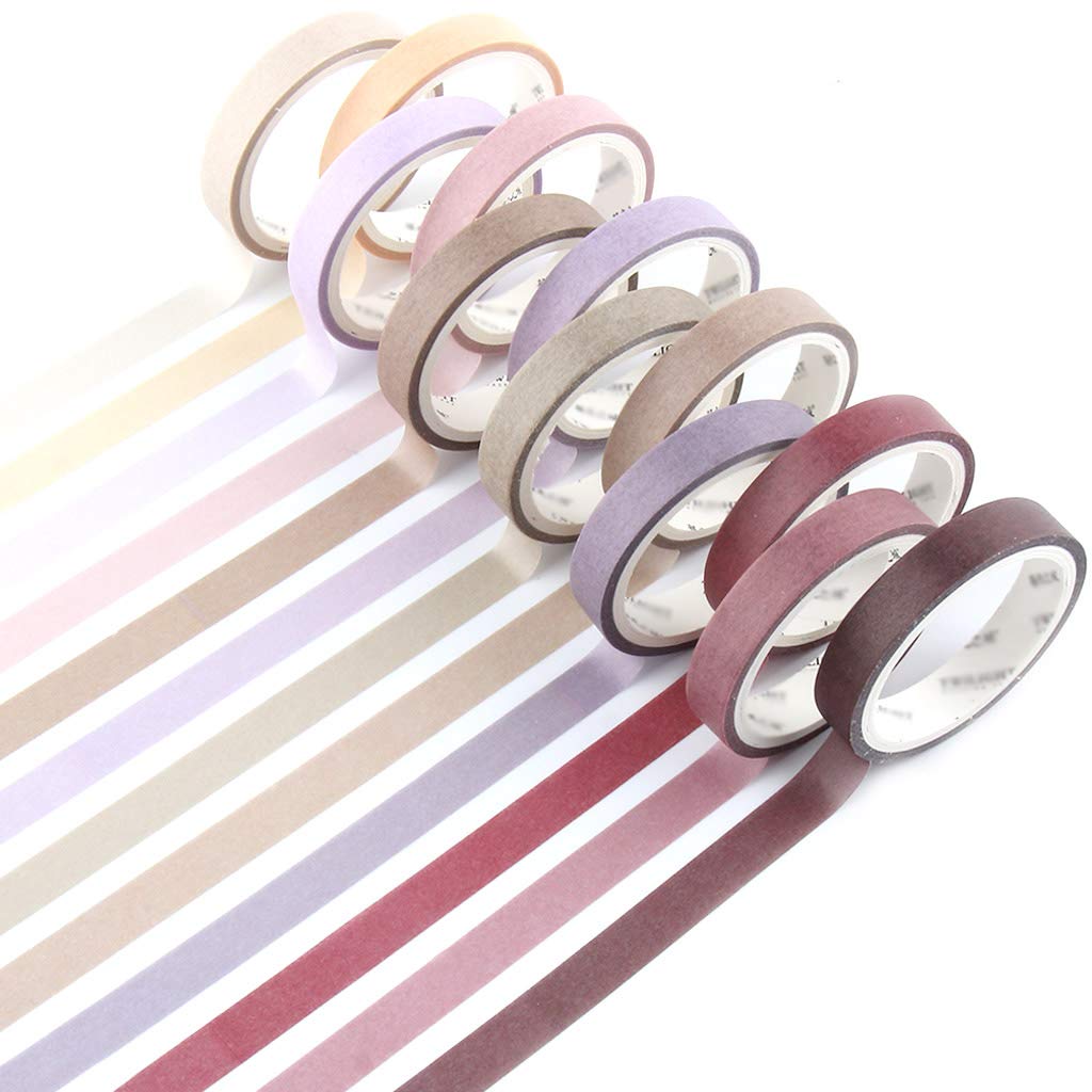 12 Rolls of Natural Color Washi Tape for Crafts and Journals