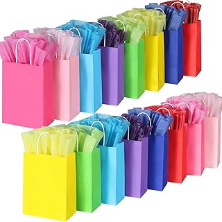 32 Color Gift Bags with Tissues for Parties