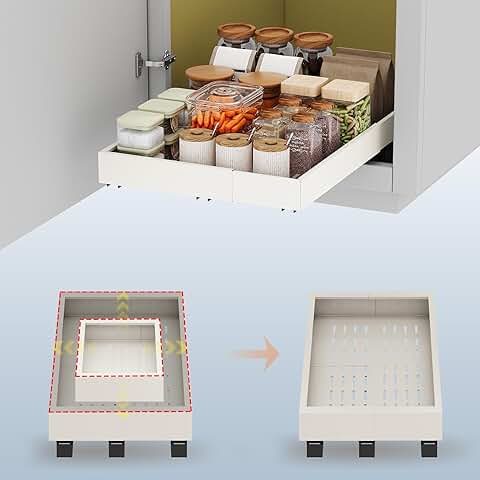 Expandable Cabinet Organizer with Rollout Drawers