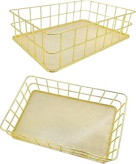 Set of two gold bathroom storage baskets
