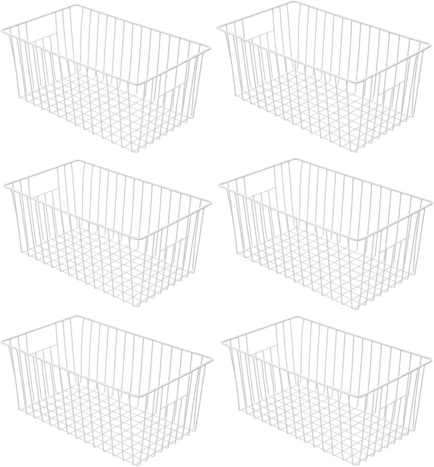 Set of 6 16-inch Wire Freezer Organizer Baskets