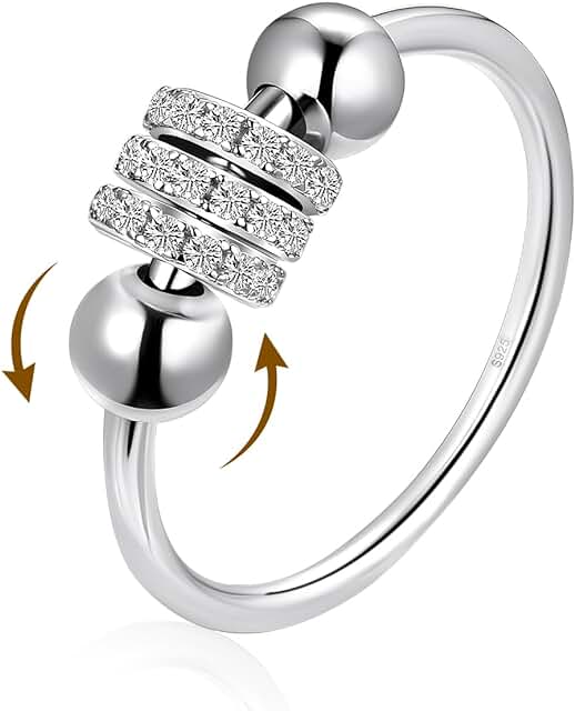 Sterling Silver Fidget Ring for Anxiety and Stress Relief