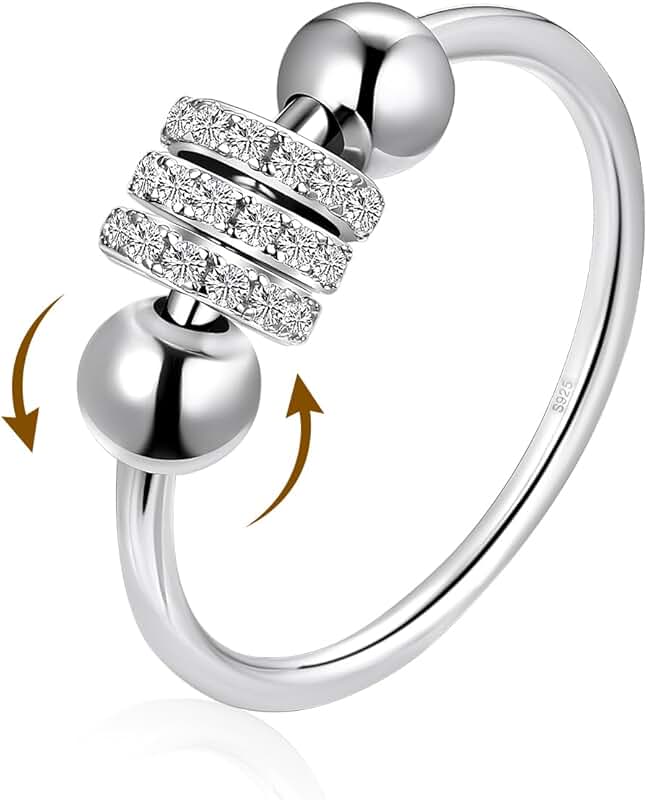 Sterling Silver Fidget Ring for Anxiety and Stress Relief