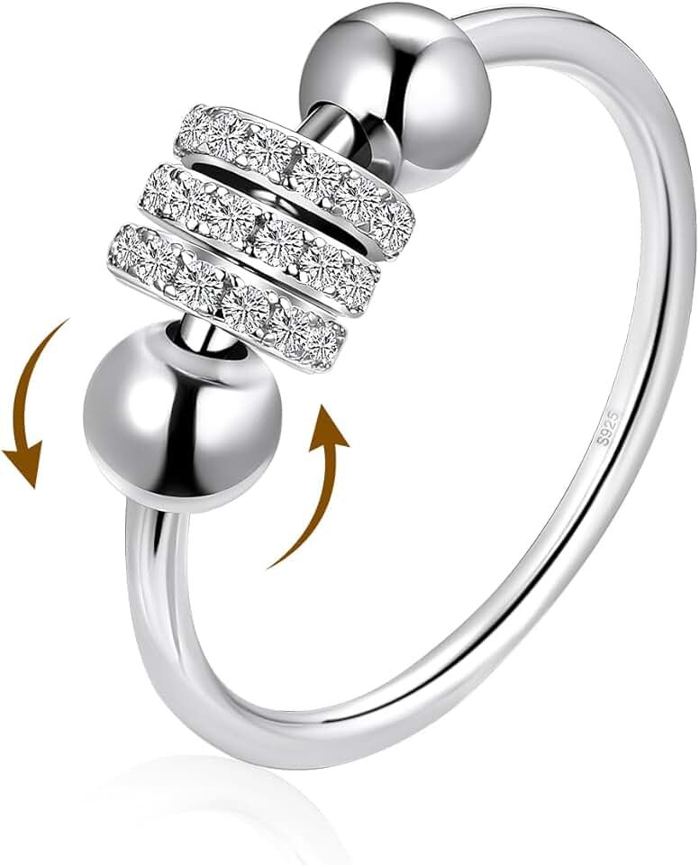Sterling Silver Fidget Ring for Anxiety and Stress Relief