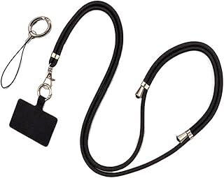 Adjustable Black Phone Lanyard with Thick Rope