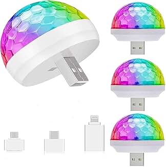 Mini Disco Ball Party Lights, Sound Activated, 4 Pack