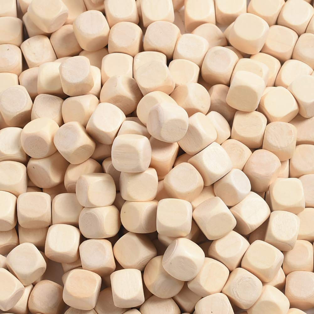 100 Pieces Unfinished Wooden Dice Set 12mm and 16mm