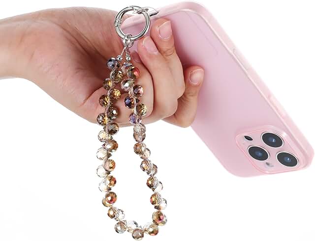 Beaded Phone Wrist Strap with Crystal Droplets