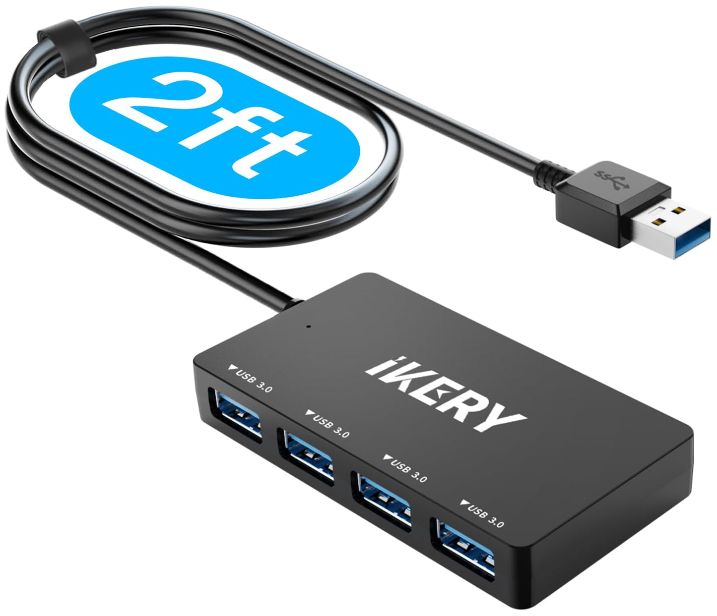 4-Port USB 3.0 Hub with 2ft Cable