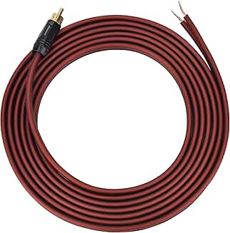Gold-Plated RCA to Bare Wire Speaker Cable, 50FT