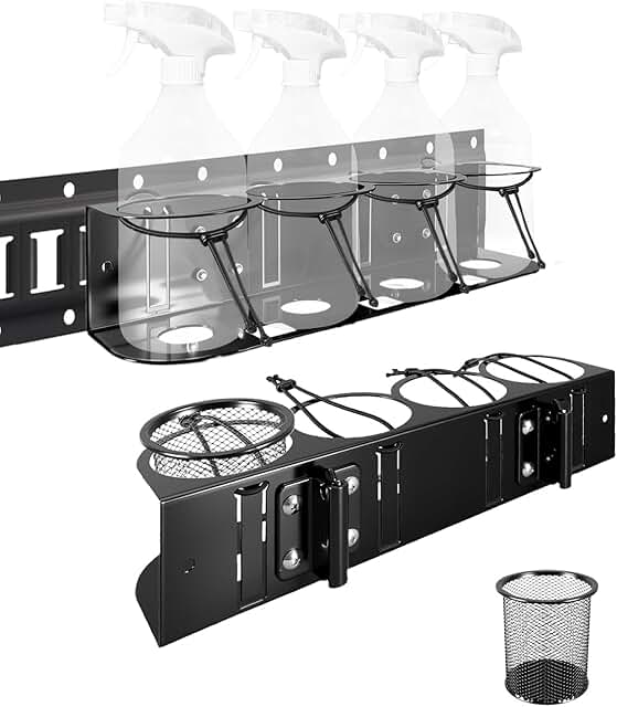 Heavy Duty Metal Spray Bottle Holder with Side Storage