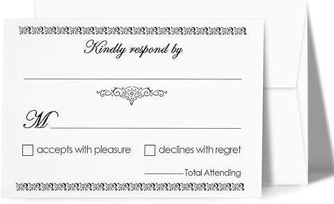 50 blank 4x6 RSVP cards with envelopes