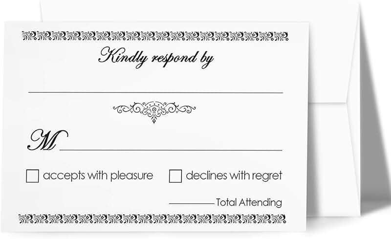 50 blank 4x6 RSVP cards with envelopes