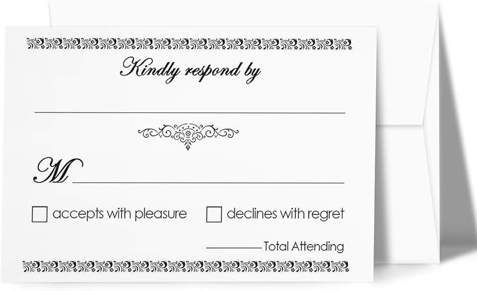 50 blank 4x6 RSVP cards with envelopes