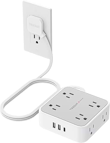 5 ft Surge Protector Power Strip with 8 Outlets and 3 USB Ports