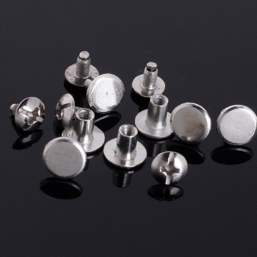 Silver Round Flat Head Chicago Screws Set 30 Pieces