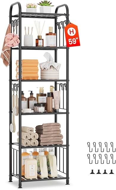 Tall 6-Tier Metal Narrow Shelf for Bathroom or Kitchen
