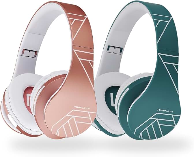 Wireless Over-Ear Headphones in Rose Gold and Blue/White Bundle