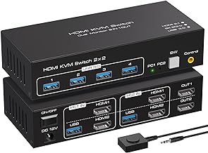 8K HDMI KVM Switch for Two Monitors and Computers