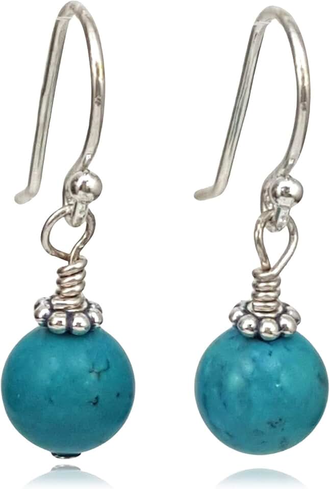 Handmade Silver Turquoise Drop Earrings