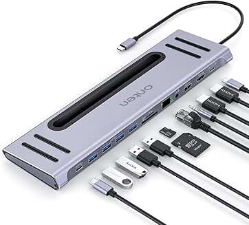 USB-C Docking Station with Dual HDMI, Ethernet, and Card Reader