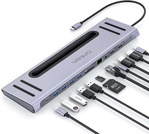 USB-C Docking Station with Dual HDMI, Ethernet, and Card Reader