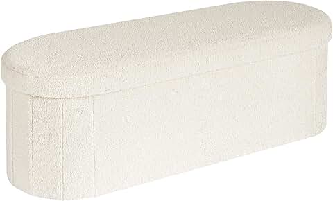 White collapsible storage ottoman with footrest